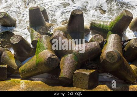 Sea defence along coast, Ventnor, Isle of Wight, UK Stock Photo