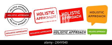 holistic approach stamp and speech bubble label sticker for physic therapy health care Stock Vector