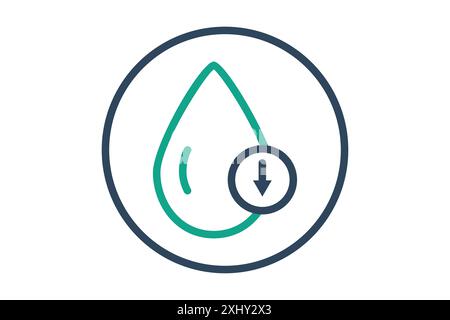 Low fat icon. water drop with arrow. icon related to fat content. line icon style. fitness elements vector illustration Stock Vector