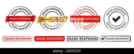 grand reopening stamp seal badge label sticker sign for event ceremony opening party Stock Vector