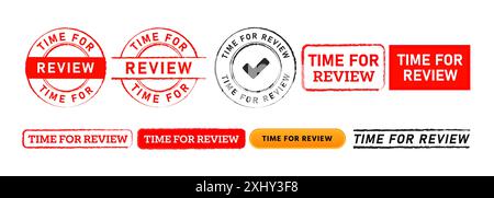 time for review rubber stamp and button sign for process analysis observation research Stock Vector