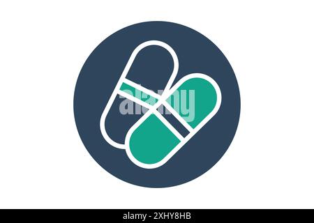 Capsule icon. icon related to supplements. solid icon style. nutrition elements vector illustration Stock Vector