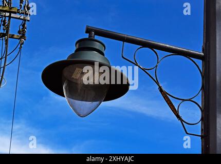 Antique street lamp against a blue sky in Petropolis, Rio de Janeiro, Brazil Stock Photo
