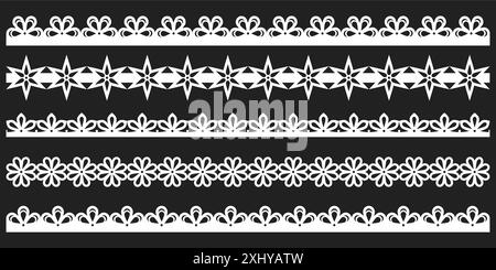 Hand drawn lace scalloped paper punch border  Stock Vector