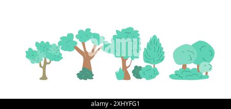 childrens landscape elements collection. Mountains and river backgrounds set. Stock Vector