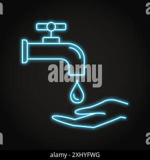 Water crisis, shortage neon line icon. Save water concept. Vector illustration. Stock Vector