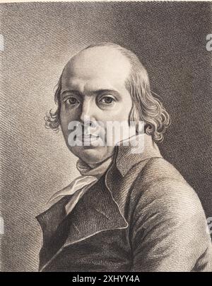 Jens Juels drew self -portrait Clemens, J.F. 1748 - 1831, Juel, Jens 1745 - 1802 Crayon engraving, Print J.F. Clemens: Biografi samt Fortegnelse over hans Kobberstik. Avec un résumé francais, Leo Swane, nr. 313, 9968, 1929 Jens Juels tegnede selvportræt Stock Photo