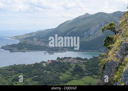 panoramic view of the bay of Oriñon and Islares Stock Photo