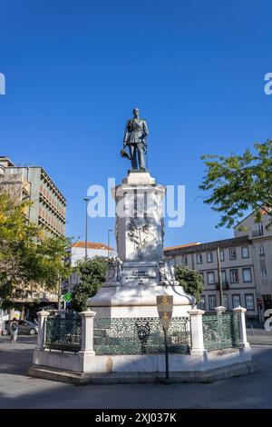 Monument to King Dom Pedro V on Praça da Batalha, Porto Stock Photo