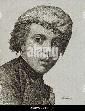 Jens Juel, after Juels Self Portrait of 1767 Lahde, Gerhard Ludvig 1765 - 1833, Juel, Jens 1745 - 1802 Etching, Print Danske portrætter i kobberstik, litografi og træsnit: en beskrivende fortegnelse, P.B.C. Westergaard, nr. 6008, C 3997:1-2 da, 1930-1933 Jens Juel, efter Juels selvportræt fra 1767 Stock Photo