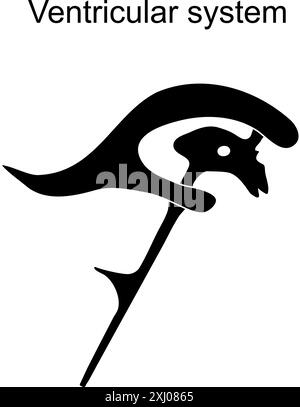Ventricular system. Cerebrospinal fluid. Black icon. Simple outline style. Stylized pictogram for web design, or mobile app. Vector illustration. flat Stock Vector