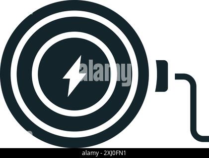 Wireless Charging Pad Icon: A vector illustration in monochrome, depicted entirely filled. Stock Vector