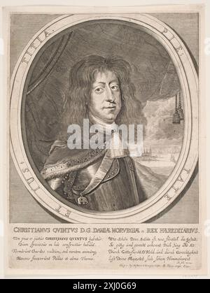 Christian V Haelwegh, Albert 1598 - 1673 Copper engraving, Print Kobberstikkeren Albert Haelwegh, Jørgen Sthyr, nr. 276, 14099, 1938. Beskrivende Catalog over Portraiter af det danske Kongehuus, A. Strunk, nr. 499, D 10460 da, 1882 Christian V Stock Photo