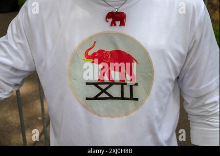 Close Up T-Shirt With A Gadja Merah Logo At Amsterdam The Netherlands 1-7-2024 Stock Photo