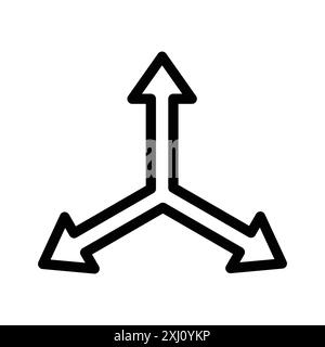 3 arrow way icon linear logo mark set collection in black and white for web Stock Vector