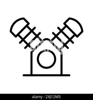 Air compressor pump icon linear logo mark set collection in black and white for web Stock Vector