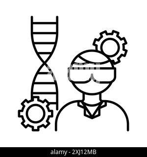 Biomedical engineer icon linear logo mark set collection in black and white for web Stock Vector