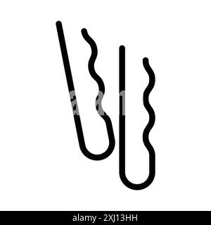 bobby pins icon linear logo mark set collection in black and white for web Stock Vector