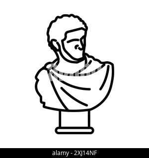 Ancient statue icon linear logo mark set collection in black and white for web Stock Vector