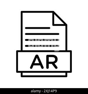AR File Document Icon linear logo mark set collection in black and white for web Stock Vector