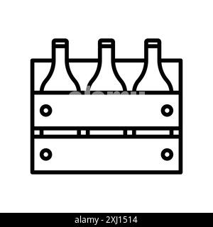 beer bottles in basket icon linear logo mark set collection in black and white for web Stock Vector