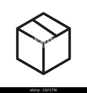 Box icon linear logo mark set collection in black and white for web Stock Vector