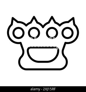 brass knuckles icon linear logo mark set collection in black and white for web Stock Vector