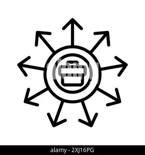 Business expansion icon (2) linear logo mark set collection in black and white for web Stock Vector