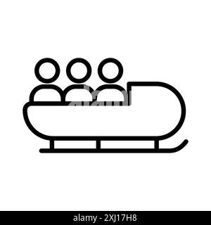 Bobsleigh icon linear logo mark set collection in black and white for web Stock Vector