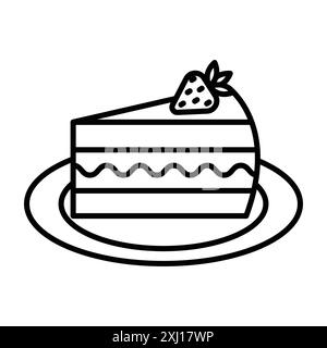 Cheesecake icon linear logo mark set collection in black and white for web Stock Vector