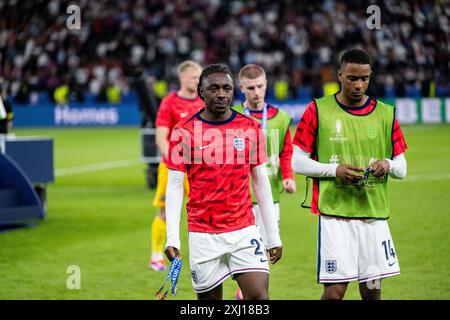 BERLIN, GERMANY - JULY 14: Eberechi Eze, Ezri Konsa during the UEFA EURO 2024 final match between Spain and England at Olympiastadion on July 14, 2024 Stock Photo