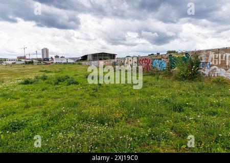 the Pionierpark in the Raderberg district of Cologne, Germany. The park is an interim solution. Parkstadt Sued is to be built here in the future on an Stock Photo