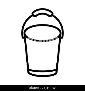 bucket icon linear logo mark set collection in black and white for web Stock Vector