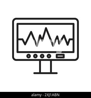 cardiogram icon linear logo mark set collection in black and white for web Stock Vector