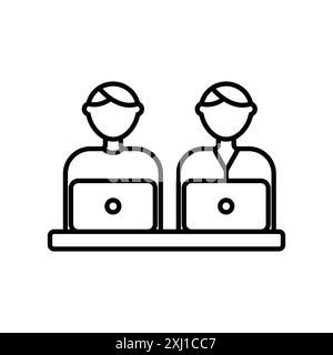 Coworking icon linear logo mark set collection in black and white for web Stock Vector