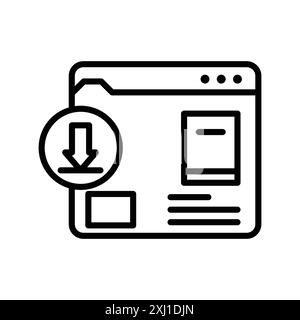 E book download icon linear logo mark set collection in black and white for web Stock Vector