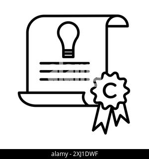 Intellectual property and copyright icon linear logo mark set collection in black and white for web Stock Vector