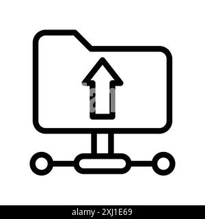 FTP navigate up icon linear logo mark set collection in black and white for web Stock Vector