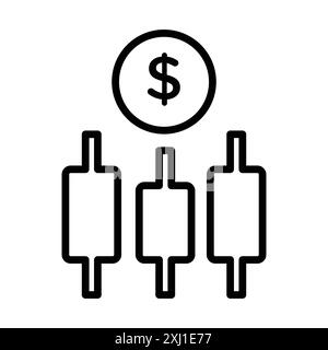 Forex stock market icon linear logo mark set collection in black and white for web Stock Vector