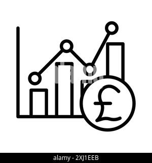 Euro chart icon linear logo mark set collection in black and white for web Stock Vector
