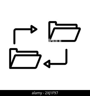 Data synchronization icon linear logo mark set collection in black and white for web Stock Vector