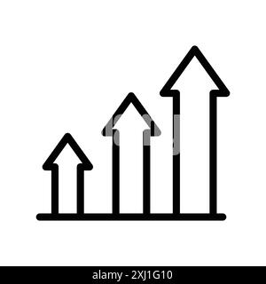growth arrow bars icon linear logo mark set collection in black and white for web Stock Vector