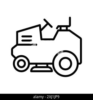 Lawn mower icon linear logo mark set collection in black and white for web Stock Vector