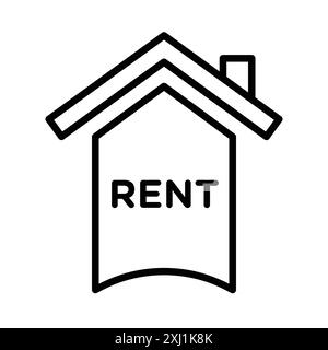 House rent icon linear logo mark set collection in black and white for web Stock Vector