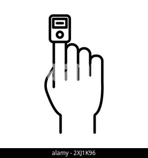 Fingertip pulse oximeter icon linear logo mark set collection in black and white for web Stock Vector