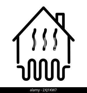 House heating icon linear logo mark set collection in black and white for web Stock Vector