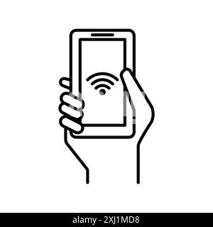 Mobile Internet icon linear logo mark set collection in black and white for web Stock Vector