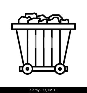 Mining Cart icon linear logo mark set collection in black and white for web Stock Vector