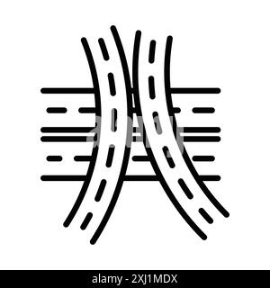 Multi level junction icon linear logo mark set collection in black and white for web Stock Vector