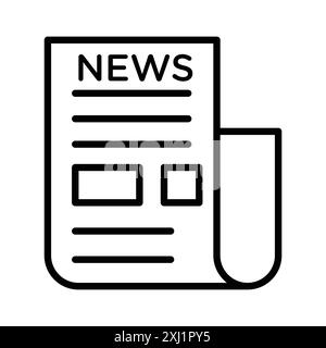 Newspaper icon linear logo mark set collection in black and white for web Stock Vector